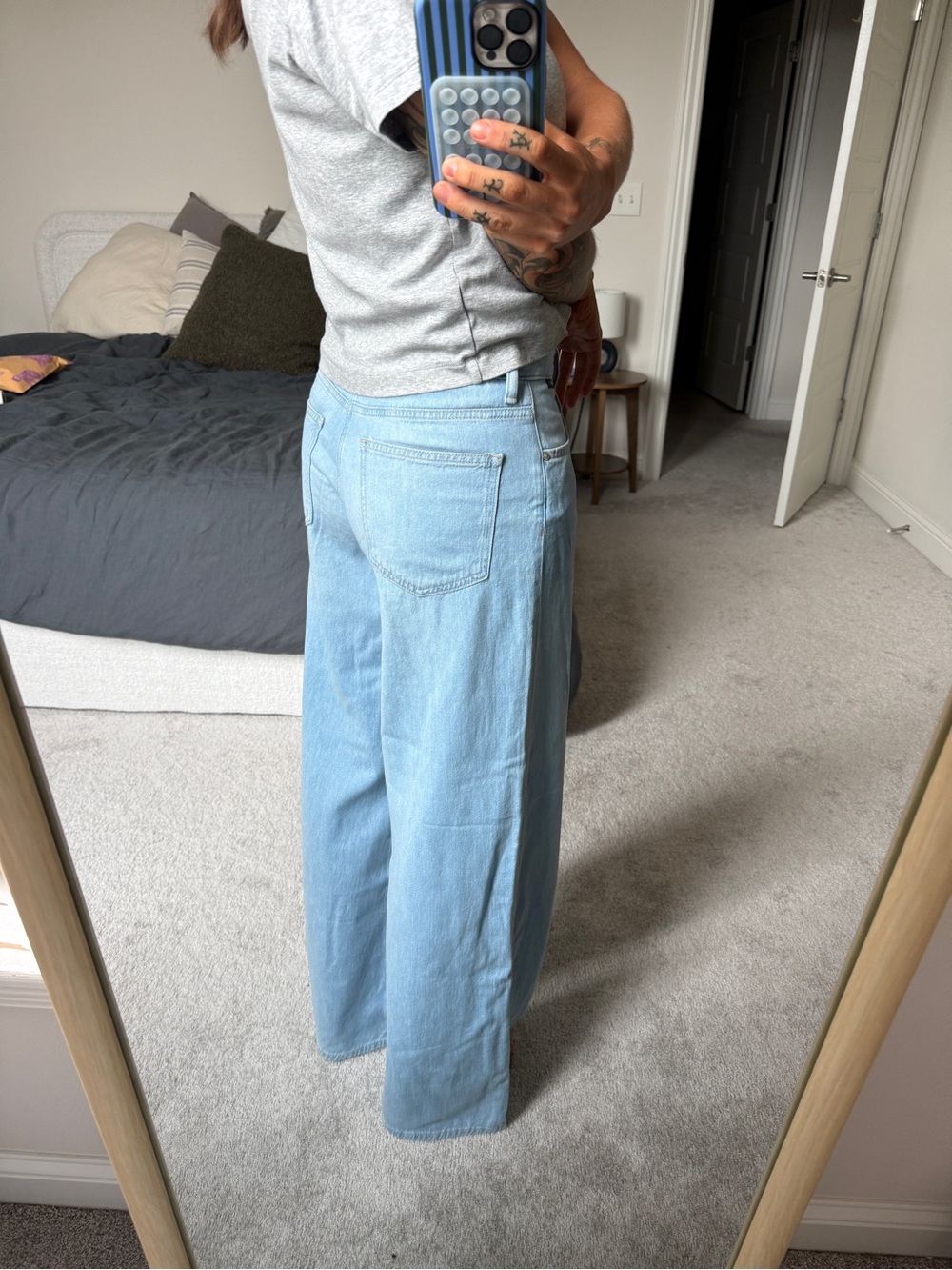 mavi “Joy” midrise baggy wide leg linen x cotton jeans